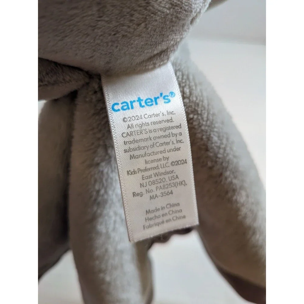 Carter’s Gray Elephant Security Blanket Plush Lovey Satin Trim 14” Baby Toy